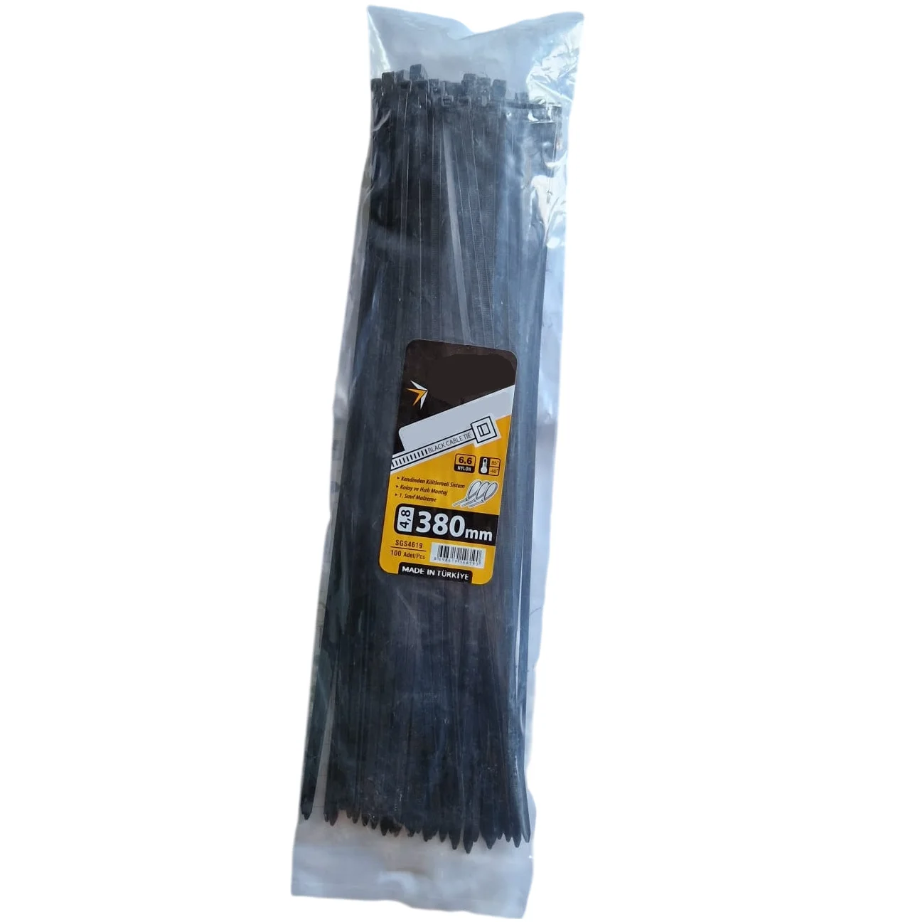colier plastic negru soricei de prindere soricei plastic legat bride (2) Colier Plastic Negru 380 x 4.8 mm