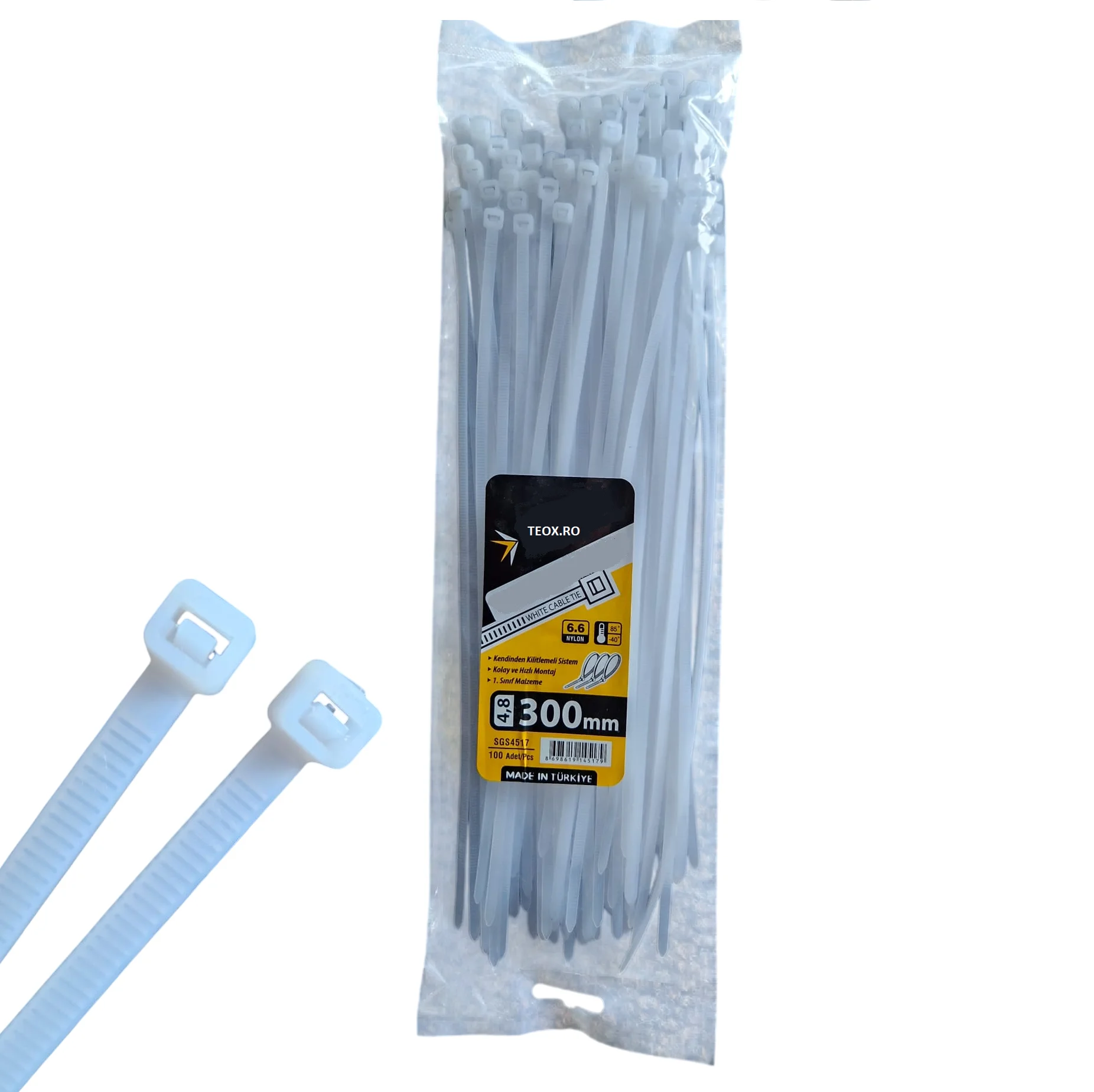 colier plastic negru soricei de prindere soricei plastic legat bride legat plastic (2) Colier Plastic ALB 300 MM