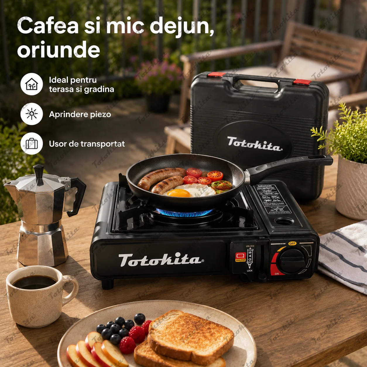 Aragaz Camping Alimentare Duală Butelie Cartus rezerva Protecție Vânt cu 4 Cartușe Incluse Totokita (10) aragaz camping totokita eficient alimentare duala 2.4kw inox