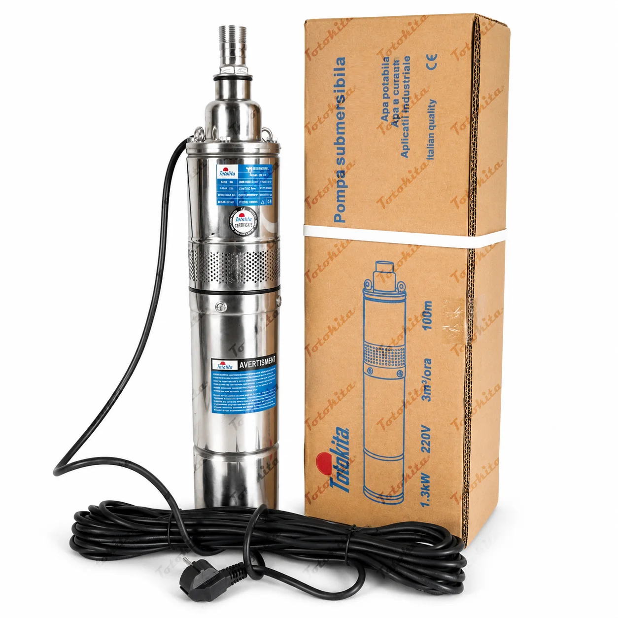 pompa-submersibila-apa-curata-totokita-1300w-01 Pompa submersibila inox adancime rezistenta nisip Totokita
