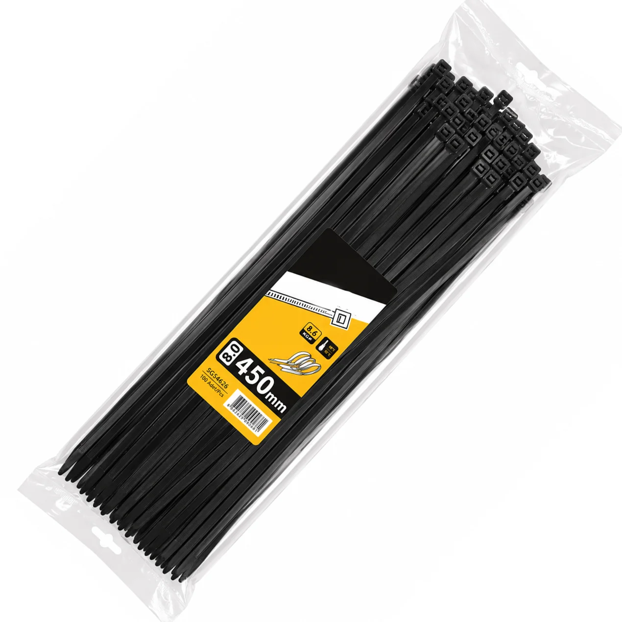 Coliere plastic late 8 x 450 mm negre rezistente 66 kg set 100 bucati Teox (2) Coliere plastic late 8 x 450 mm