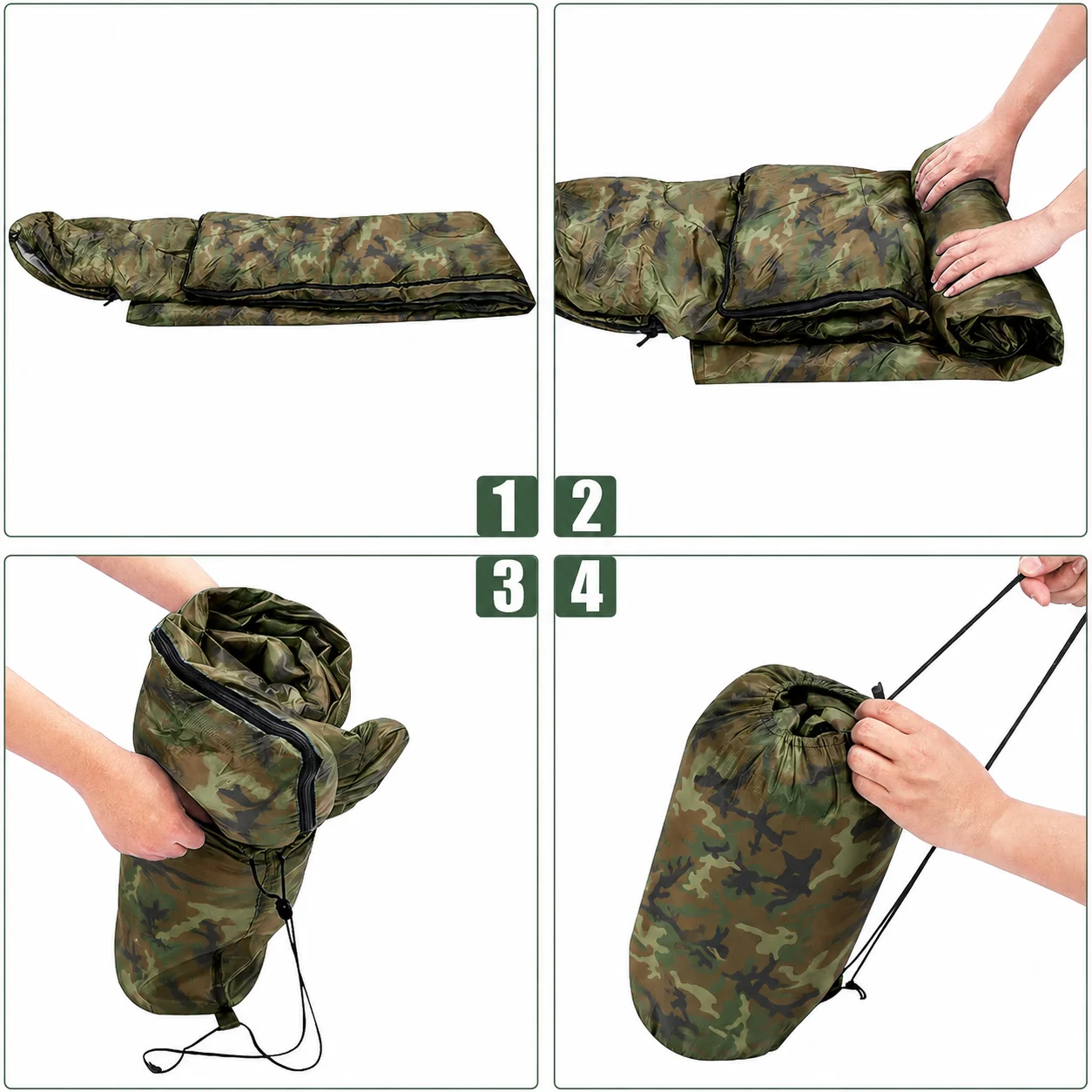 Sac de dormit 2 in 1 camuflaj militar 1300g patura camping Totokita (2) Sac de dormit 2 in 1 camuflaj militar 1300g patura camping Totokita