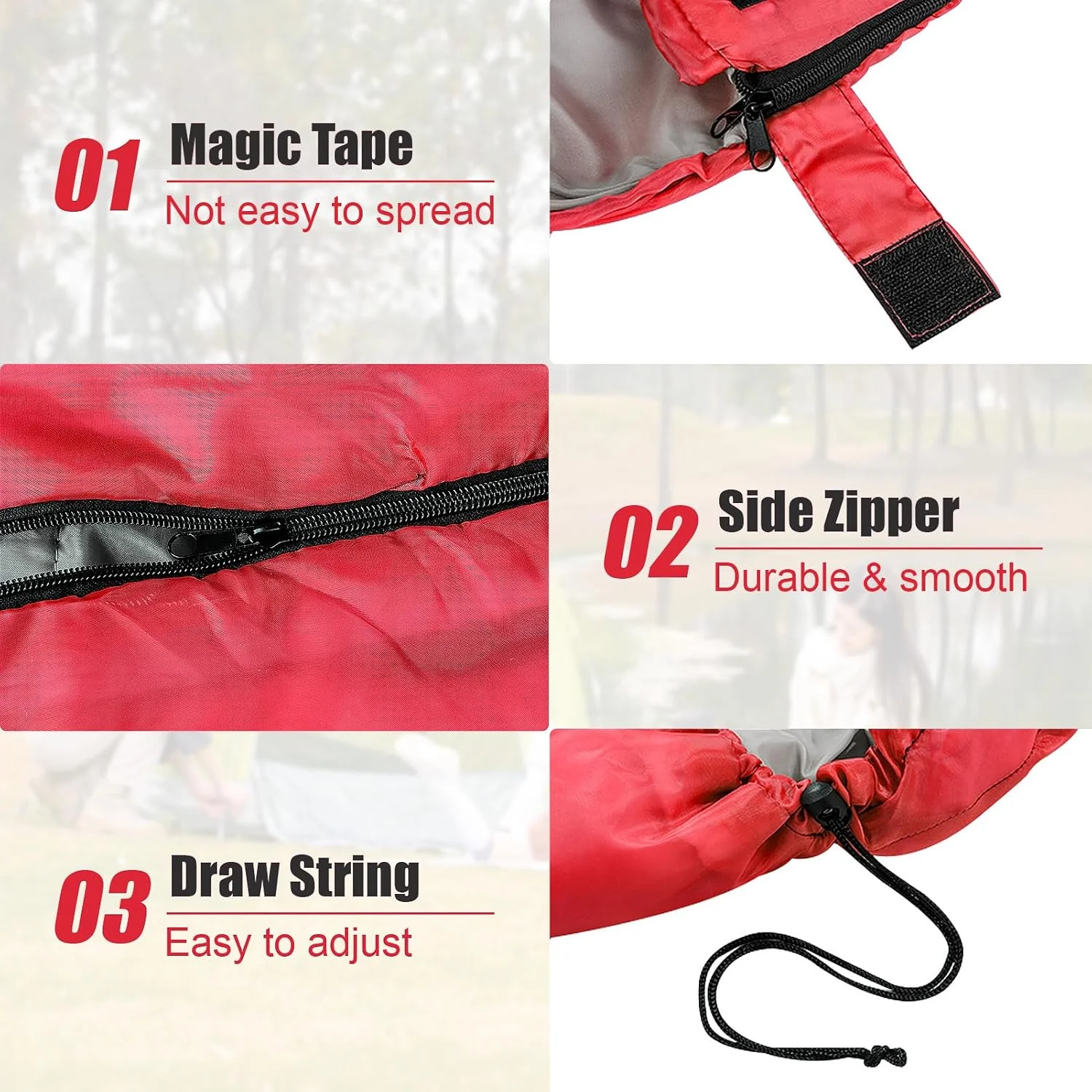 Sac de dormit 3 sezoane rosu 1300 g patura 2 in 1 camping Totokita (2) Sac de dormit 3 sezoane rosu 1300 g patura 2 in 1