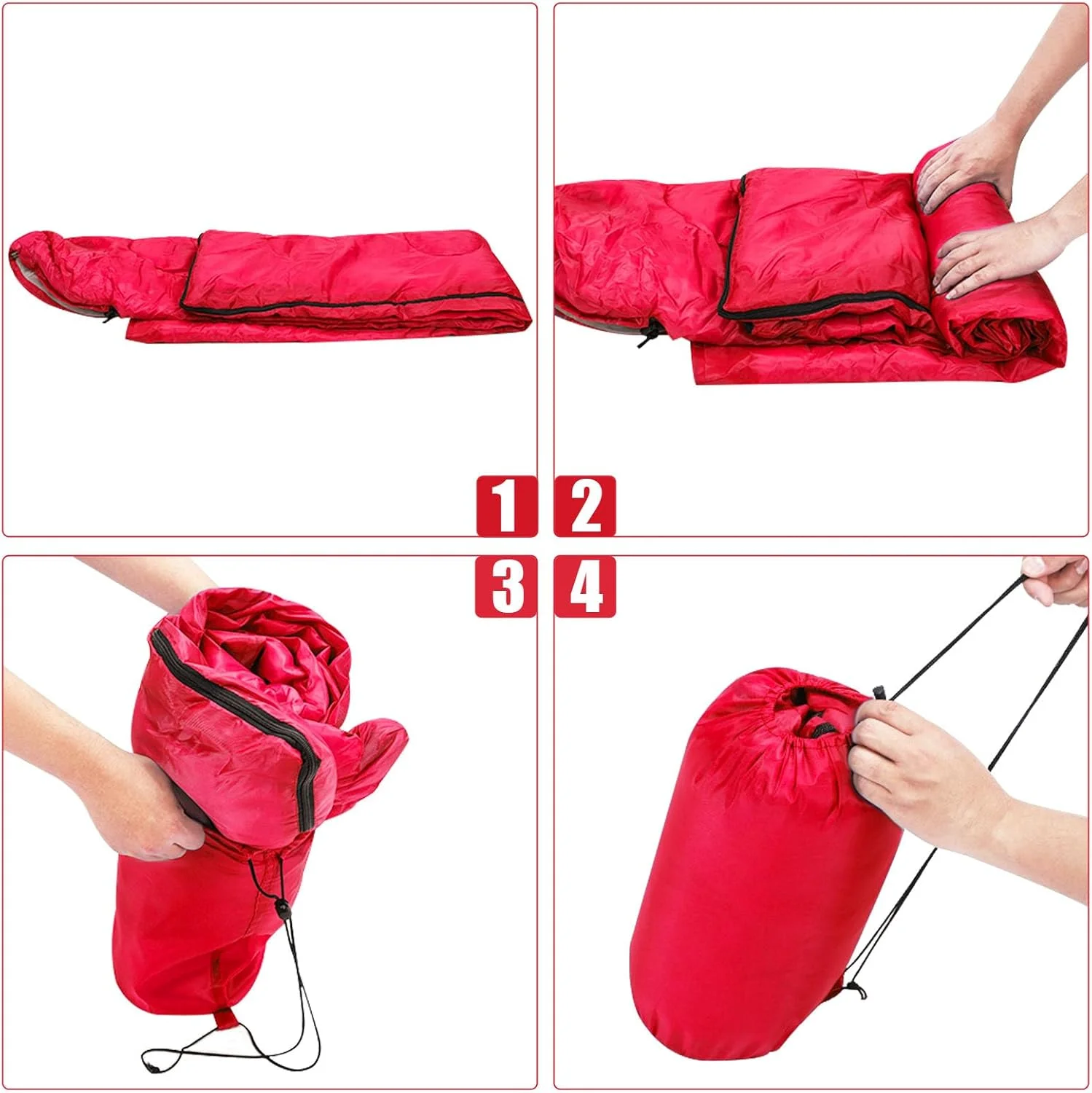 Sac de dormit 3 sezoane rosu 1300 g patura 2 in 1 camping Totokita (3) Sac de dormit 3 sezoane rosu 1300 g patura 2 in 1