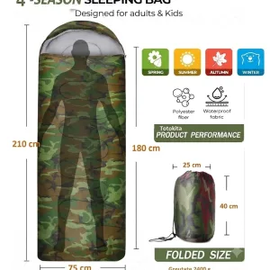 sac dormit iarna 4 sezoane militar camuflaj