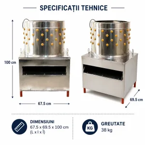 Deplumator gaini pasari 60 cm capacitate mare profesional rate gaste curcani