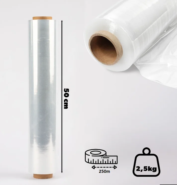 Folie stretch ambalare 250m 23 microni 2.5kg 50 cm transparenta (5) Folie stretch ambalare 250 m 23 microni 2.5kg