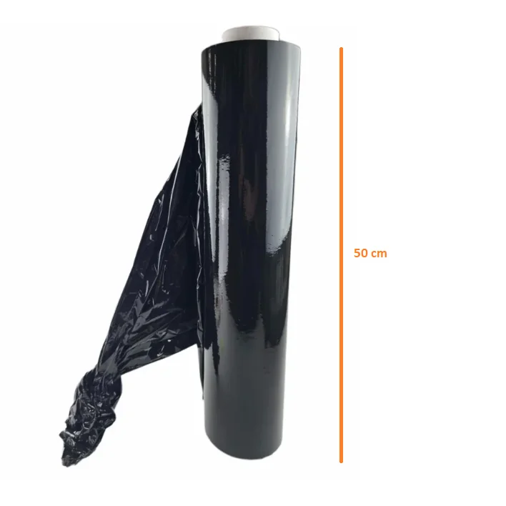 Folie stretch neagra 2.5kg 23 microni 50 cm ambalare opaca (2) Folie stretch neagra 2.5kg