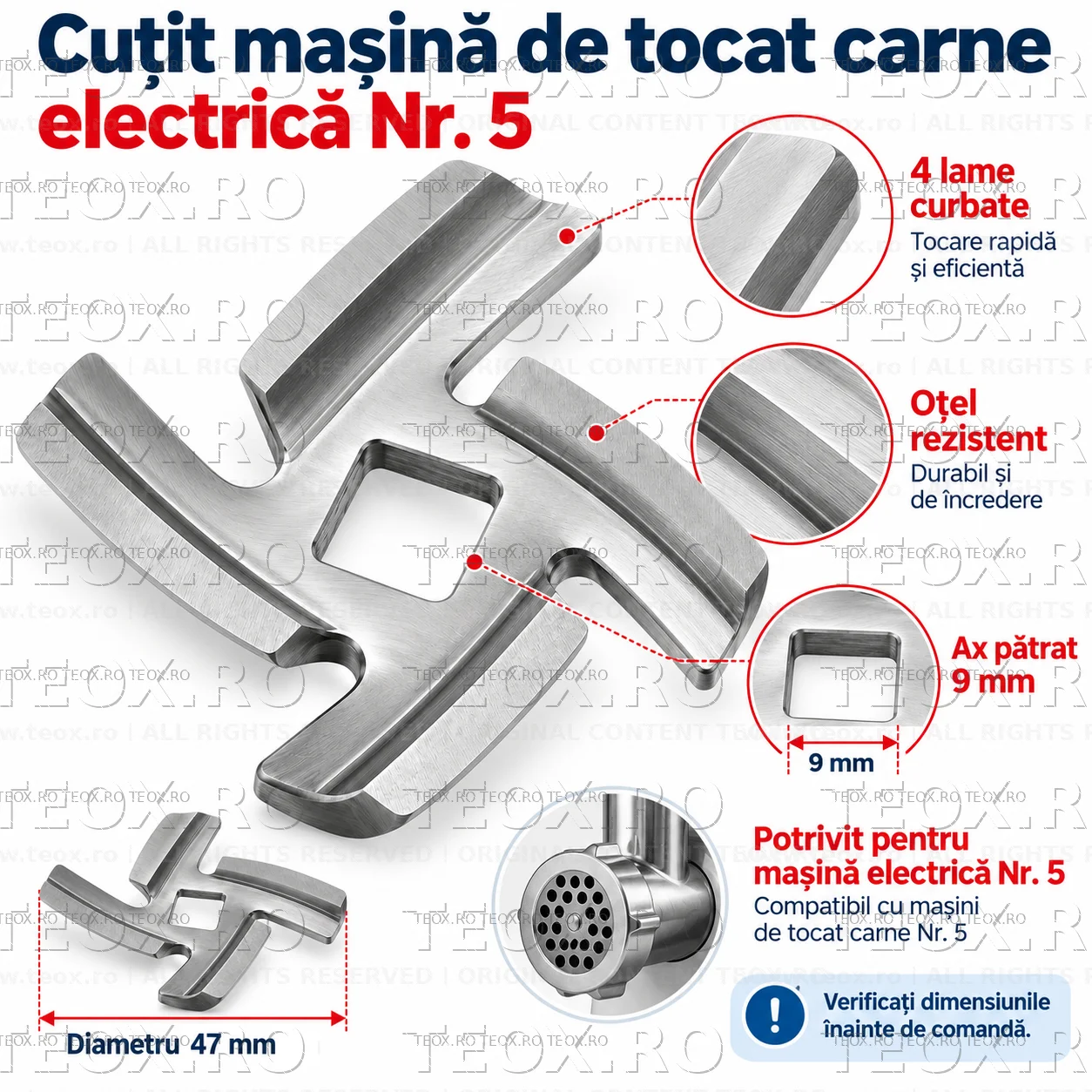 Cutit masina tocat carne electrica NR.5 Cuțit Mașină Tocat Carne Nr. 5