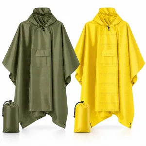 Set 2 pelerine de ploaie 3 în 1, impermeabile, pentru camping, verde și galben, Totokita