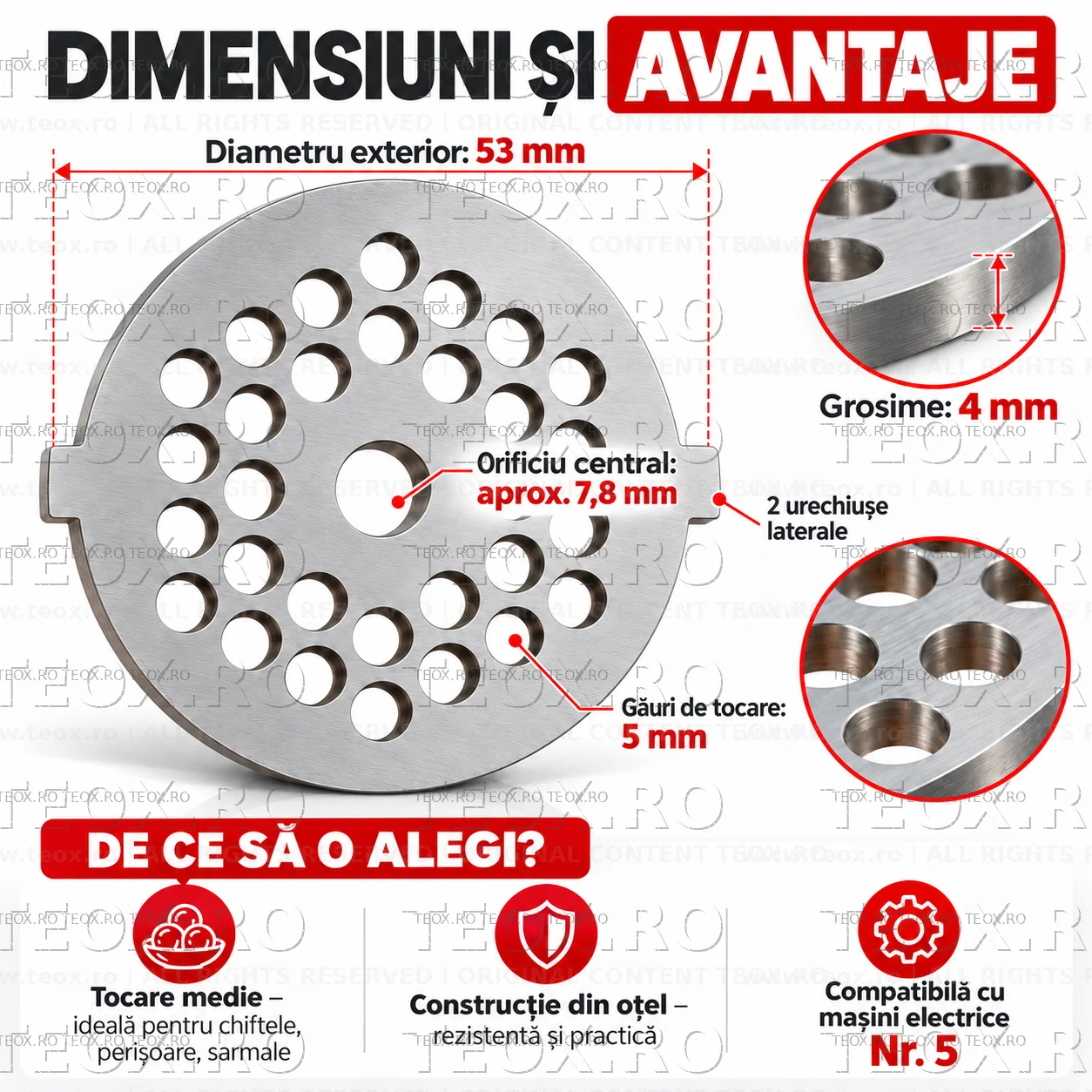Sita masina electrica tocat carne 5mm Sita pentru masina electrica tocat carne 5mm